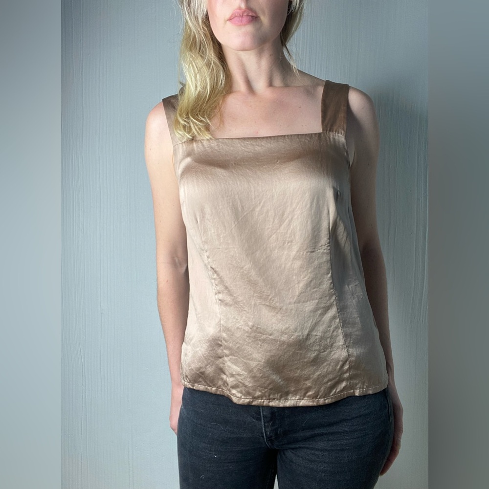 AMERICAN EAGLE 100% Silk Top Champagne